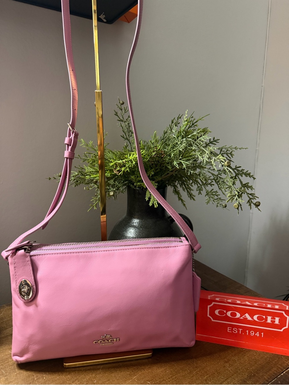Coach Pink Double Zip Crossbody Bag